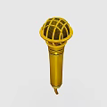 Entertainment Electronics Golden Microphone with Mesh Grille Handle and Audio Cable Design