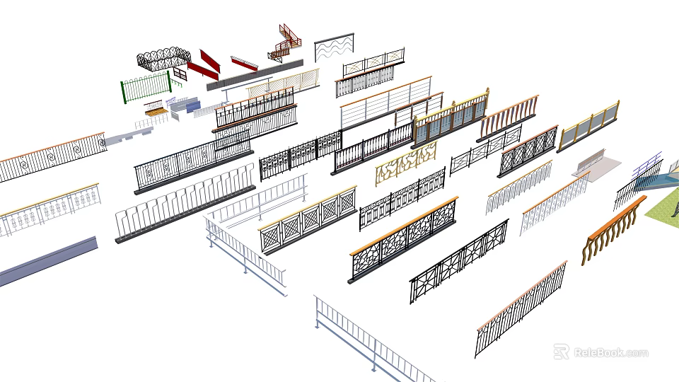 Assorted Fence Designs Featuring Metal Railings Decorative Patterns And Styles 3d model 