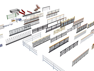 Assorted Fence Designs Featuring Metal Railings Decorative Patterns And Styles 3d model