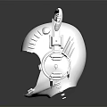 Silver Mechanical Cat Ear Helmet with Metallic Texture and Spiked Details