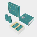 Elegant Green Flower Tea Gift Set With Boxes Cans Shopping Bag And Floral Pink Patterns