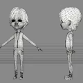 3D Boy Character Model Front Side View With Gray Jacket Orange T Shirt Blue Jeans