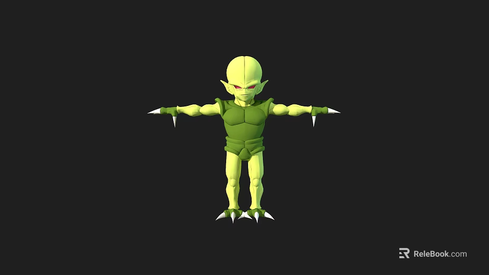 Green Fantasy Game Movie Character With Muscular Build Pointed Ears Sharp Claws 3d model 
