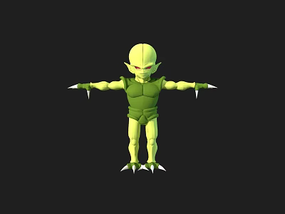 Green Fantasy Game Movie Character With Muscular Build Pointed Ears Sharp Claws 3d model