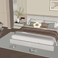 Modern Double Bed Fabric Double Bedside Cabinet Small Chandelier Lazy Sofa 3d model