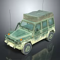 Military Green Off Road Vehicle With Camouflage Pattern Roof Cover And Antenna