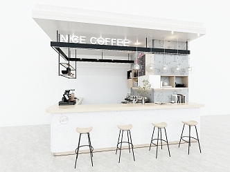 Modern coffee shop coffee shop milk tea shop front desk counter cashier console coffee machine equipment 3d model