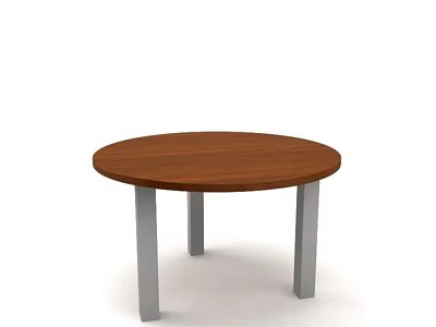 Round Wooden Office Desk With Silver Metal Legs Modern Design For Workspace 3d model