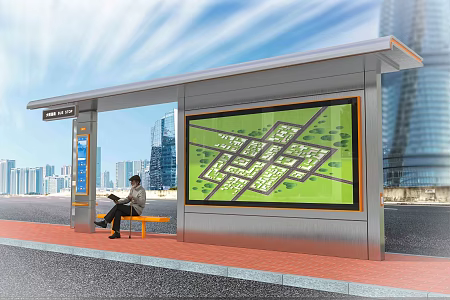 Bus stop bus stop bus stop bus stop bus stop modern platform stainless steel bus stop 3d model