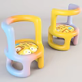 Kid's Leisure Chairs With Gradient Yellow Blue Armrest And Cartoon Pattern Seat