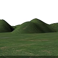 Scenic Lush Green Grassland And Rolling Distant Hills In Park Landscape