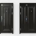 Black Steel Security Doors With Modern Panel Design And Secure Lock System 3d model