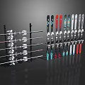 Sports Equipment Display Rack With Skis Ski Poles In Various Colors And Modern Design