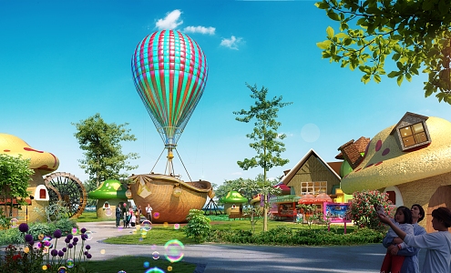 Modern Playground Mushroom Cartoon Playground Commercial 3d model