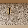 Sleek Embedded Wall Component With Rough Stone Texture And Wooden Frame Lighting