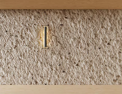 Sleek Embedded Wall Component With Rough Stone Texture And Wooden Frame Lighting 3d model