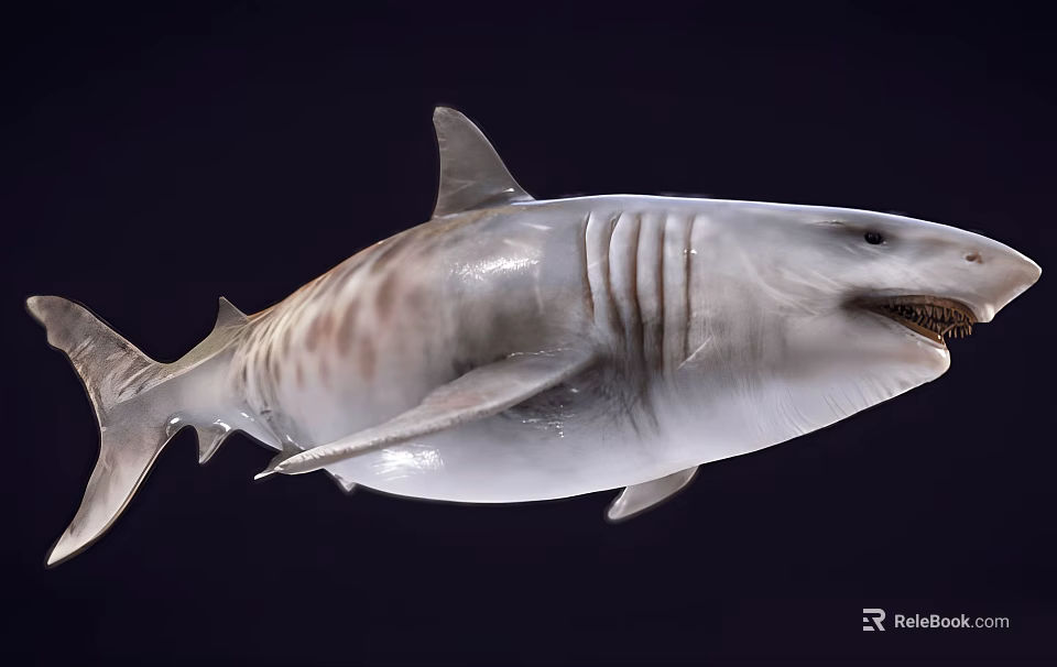 Large Aquatic Animal Shark With Natural Skin Texture And Streamlined Body 3d model 
