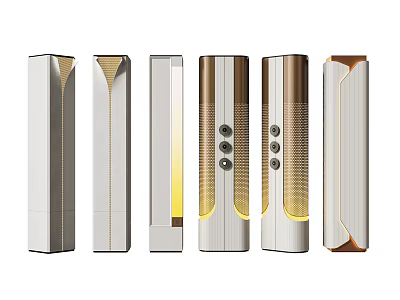 Modern Decorative Columns With Various Designs Metallic Finish Gold Accents And Integrated Lighting 3d model