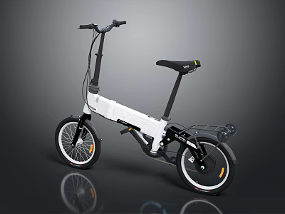 Folding Bicycle In White And Black With Lightweight Frame Adjustable Seat And Portable Design 3d model