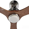 Modern Air Conditioner Fan With Wooden Blades And Metal Ceiling Mounted Design