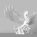 Garden Landscape Phoenix Sculpture With Spread Wings And Leaf Base Design 3d model