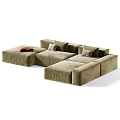 Elegant Multi Seater Sofa With Modular Design Velvet Upholstery Plush Cushions And Color Options