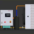 Industrial Refrigeration Unit With Two Fans Green Compressor Pipes And White Housing
