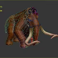 Furry Orange Mammoth 3D Model With Long White Tusks On Gray Background