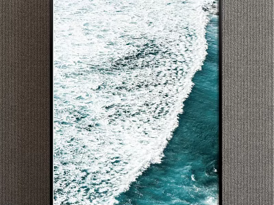 Landscape Painting Of Ocean Waves With Blue Sea Water White Foam And Coastal Line 3d model