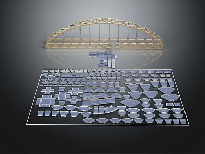 Detailed Arch Bridge Model Kit With Assorted Components On Parts Sheet 3d model