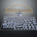 Detailed Arch Bridge Model Kit With Assorted Components On Parts Sheet 3d model