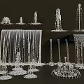 Decorative Water Fountain With Various Waterfall Jets And Landscape Design Features