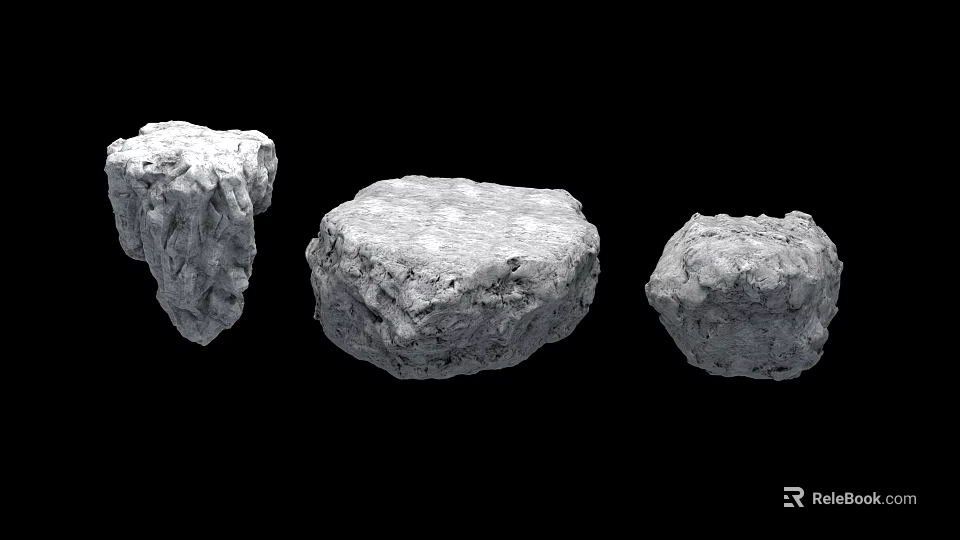 Garden Ornaments Three Decorative Stones With Various Shapes And Natural Texture 3d model 