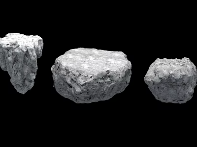 Garden Ornaments Three Decorative Stones With Various Shapes And Natural Texture 3d model