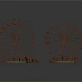 Decorative Ornament Set with Three Red Ferris Wheel Models for Home Tabletop Decoration