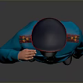 Uniformed Man Saluting In Blue Uniform With Hat Standing In Formal Front View