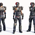 Game Character Design With Spiked Armor Mask And Decorative Outfit From Multiple Angles