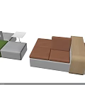 Modern Modular Sectional Sofa with Green White Gray Brown Upholstery Wooden Connecting Accent