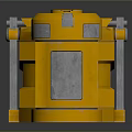Yellow Industrial Metallic Case With Silver Panels And Circular Top Design