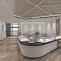 Luxurious Modern Jewelry Store Interior With Glass Display Cases Elegant Lighting And Marble Flooring