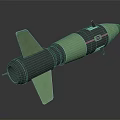 Green And Black Military Missile With Tail Fins And Cylindrical Body Structure Design
