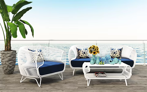 Modern Outdoor Sofa Outdoor Iron Sofa 3d model
