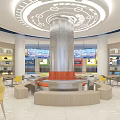Hotel Lobby Self-service Weighing Area With Modern Interior And Digital Displays