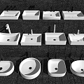 Modern Ceramic Washbasins in Various Shapes and Styles Collection 3d model