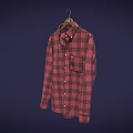 Red And Black Plaid Casual Shirt With Button Front And Chest Pocket