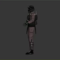 Character In Pink Uniform Wearing Helmet Goggles Black Bulletproof Vest Green Gloves And Black Boots