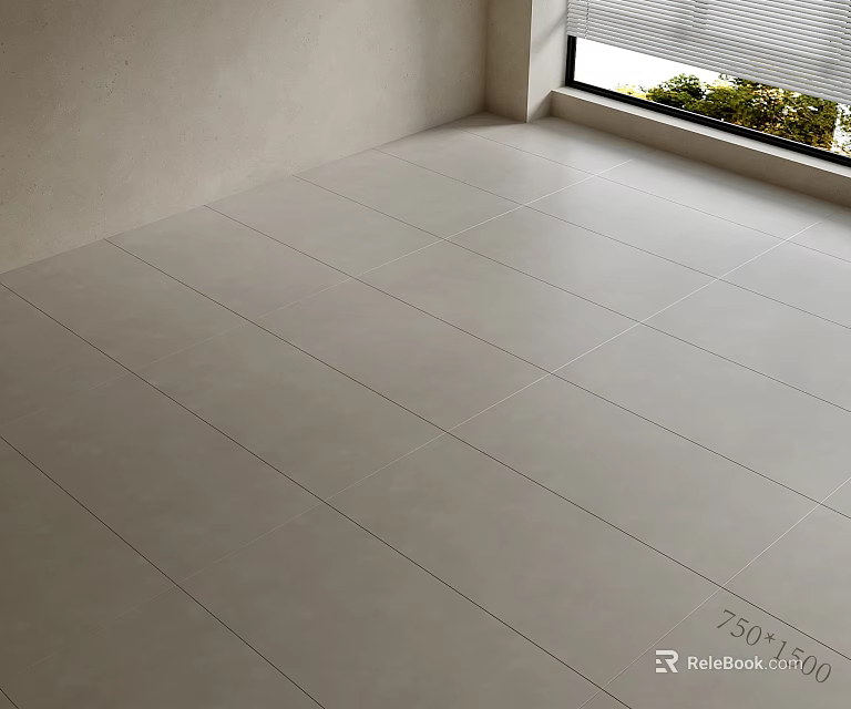 Light Colored 750x1500mm Floor Tiles In Bright Indoor Space With Natural Light 3d model 