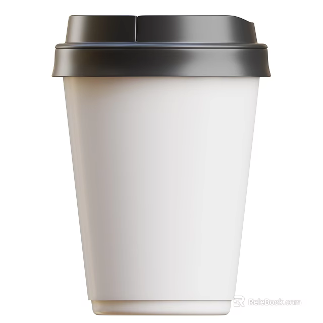 White Cup With Black Lid Ideal For Coffee And Hot Beverages 3d model 