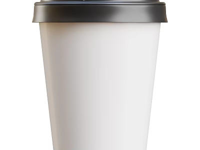 White Cup With Black Lid Ideal For Coffee And Hot Beverages 3d model