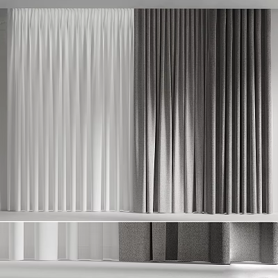 Modern White and Grey Curtains with Soft Drapery for Elegant Interior Decoration 3d model